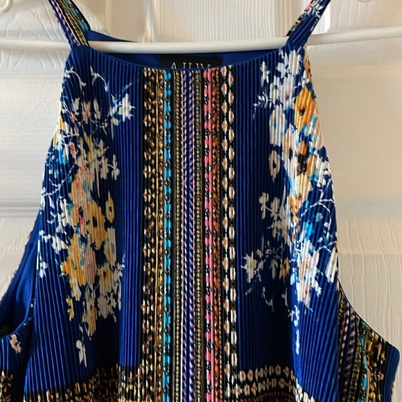 AUW plisse sundress flowy summer spring - Picture 2 of 8